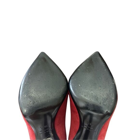 Versace 1969 Italia Women Red Suede point stiletto heel Size: 361/2, US 6 - Picture 10 of 11